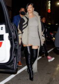 Rihanna looks amazing in all-grey ensemble with thigh-high boots while heading to ASAP Rocky's set in New York City