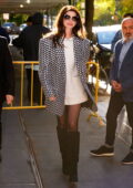 Anne Hathaway looks stylish in houndstooth blazer with knee-high boots as she arrives at 'The View' in New York City