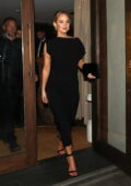 Jennifer Lawrence looks amazing in a black dress as she heads out of The Mayfair Hotel in London, UK
