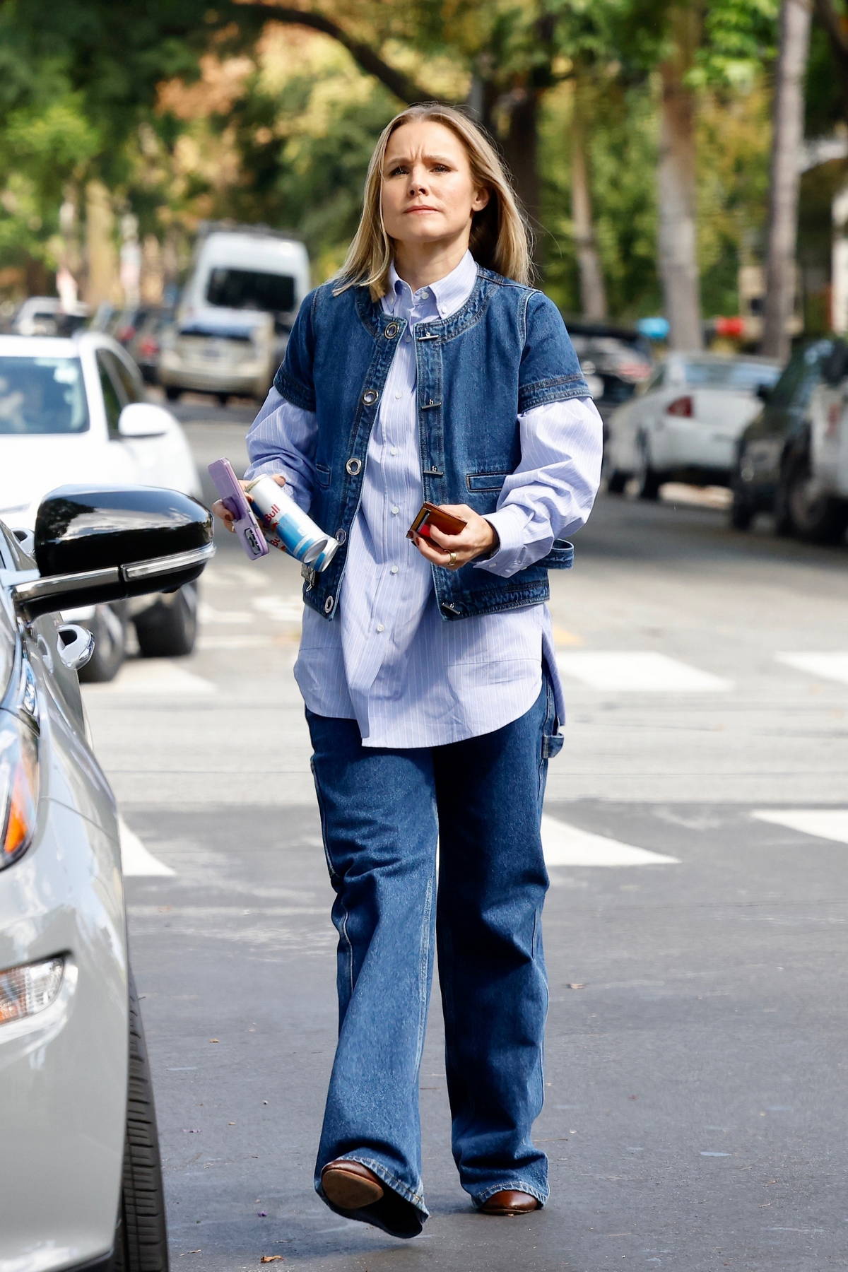 Kristen Bell rocks an all denim look while stepping out for lunch in  Westwood, California