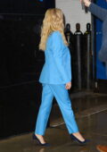 Reese Witherspoon wears blue pantsuit while while posing outside the 'Good  Morning America' in New York