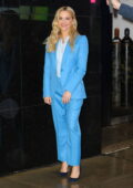 Reese Witherspoon wears blue pantsuit while while posing outside the 'Good Morning America' in New York City