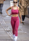 rita ora shows off her taut physique in hot pink sports bra and