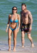 Diletta Leotta looks incredible in a blue bikini as she hits the beach with boyfriend Loris Karius in Miami, Florida
