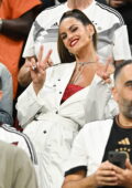 Izabel Goulart enjoys the match between Germany vs Spain during FIFA World Cup 2022 in Doha, Qatar