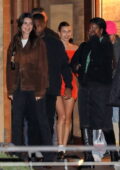 Kendall Jenner, Hailey Bieber and Justin Bieber enjoy dinner together at Nobu in Malibu, California