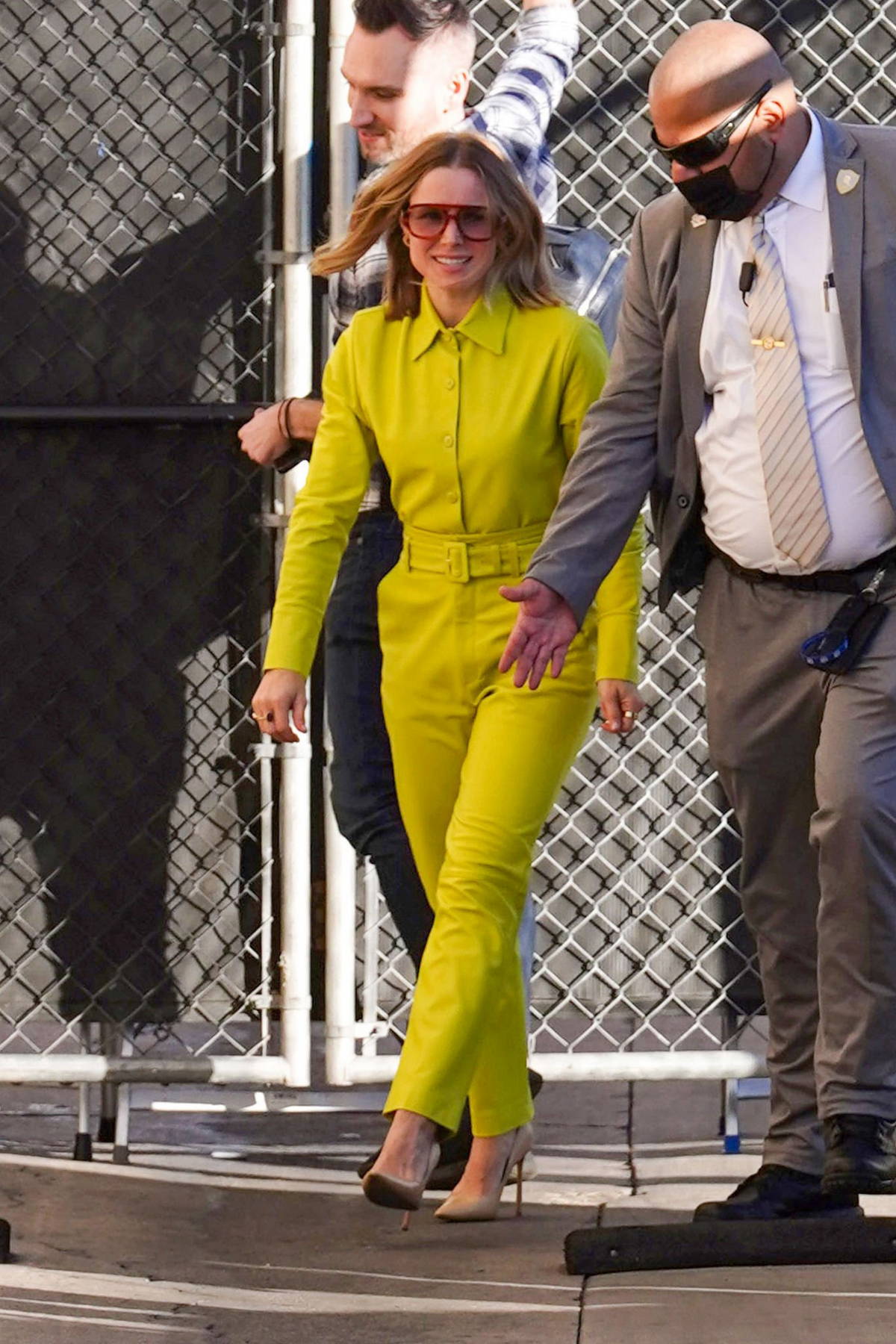 Kristen Bell looks striking in lemon-green outfit as she arrives at 'Jimmy  Kimmel Live!' in