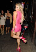 Tallia Storm looks pretty in pink while out celebrating her 24th birthday at 100 Wardour in London, UK