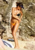 Izabel Goulart shows off her incredible bikini body during a beach day with fiancé Kevin Trapp in St Barts, France