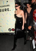 Kylie Jenner looks great in a black latex dress as she attends Mason Disick's birthday party in Hollywood, California