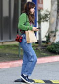 Zooey Deschanel keeps it casual while out for some last minute Christmas shopping in Brentwood, California