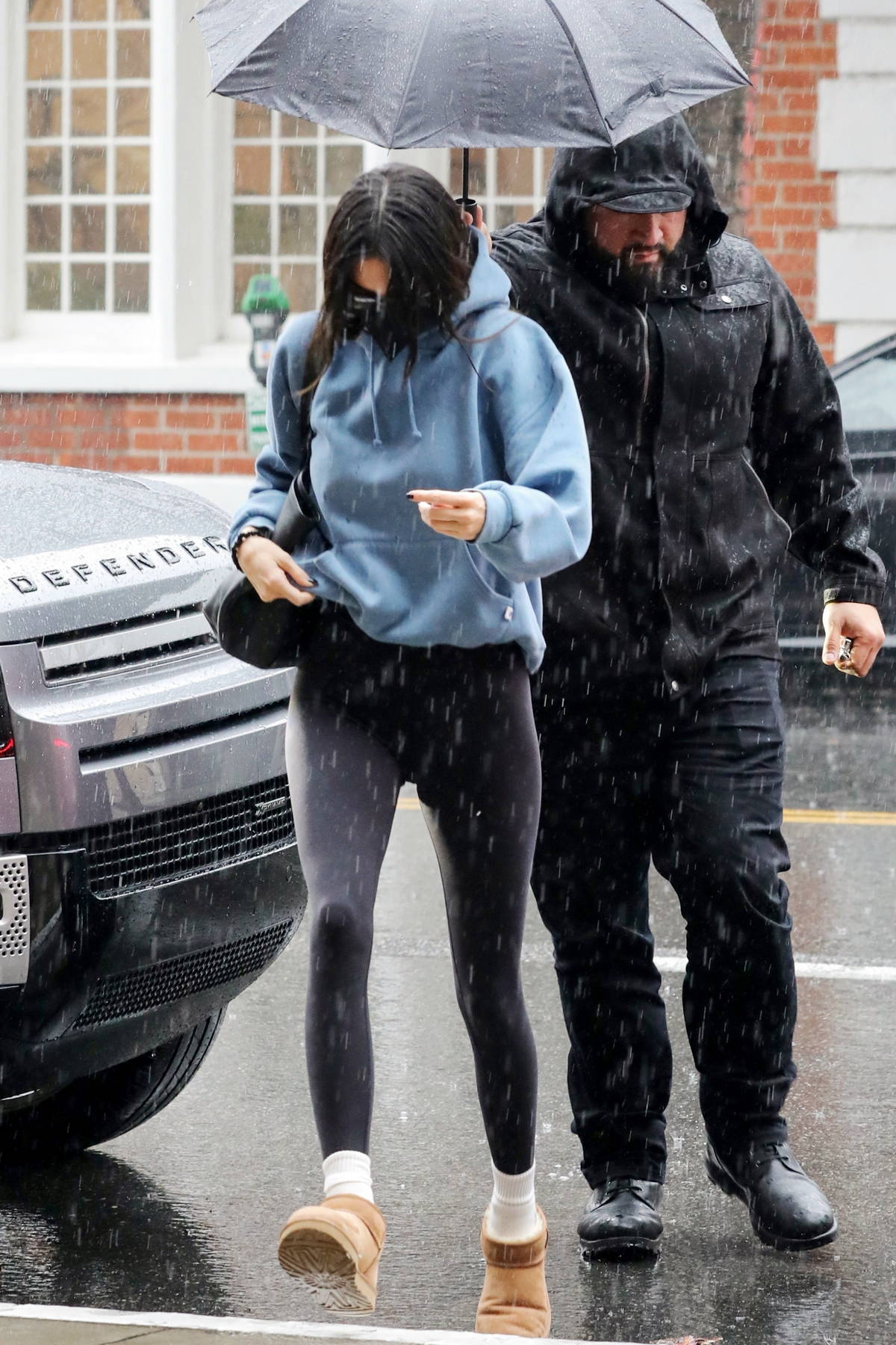 Kendall Jenner sports a hoodie with matching leggings as she