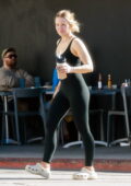 Kristen Bell displays her taut physique in black unitard as she leaves a yoga class in Los Feliz, California