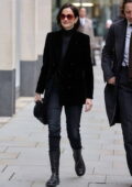 Eva Green looks sharp in all black as she arrives at the Rolls Building in London, UK