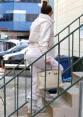 Jennifer Lopez keeps a low profile in all-white while arriving for another day in the dance studio in Los Angeles