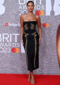 Maya Jama attends the BRIT Awards 2023 at The O2 Arena in London, UK