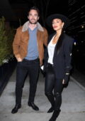 Nicole Scherzinger looks stylish in black leather pants while enjoying a night  out with beau Thom