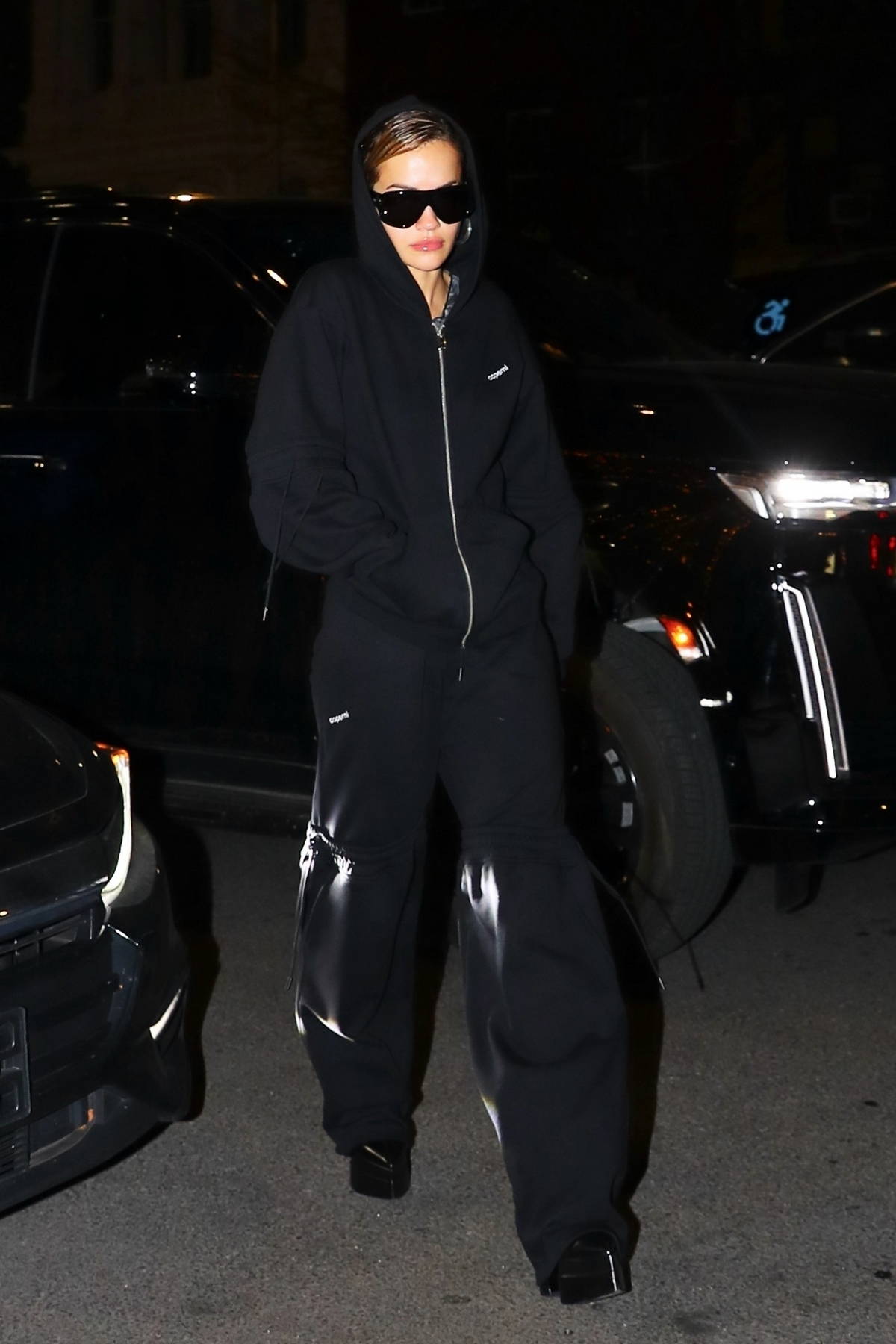 Rita Ora keeps it low-key as she arrives back to her hotel dressed in