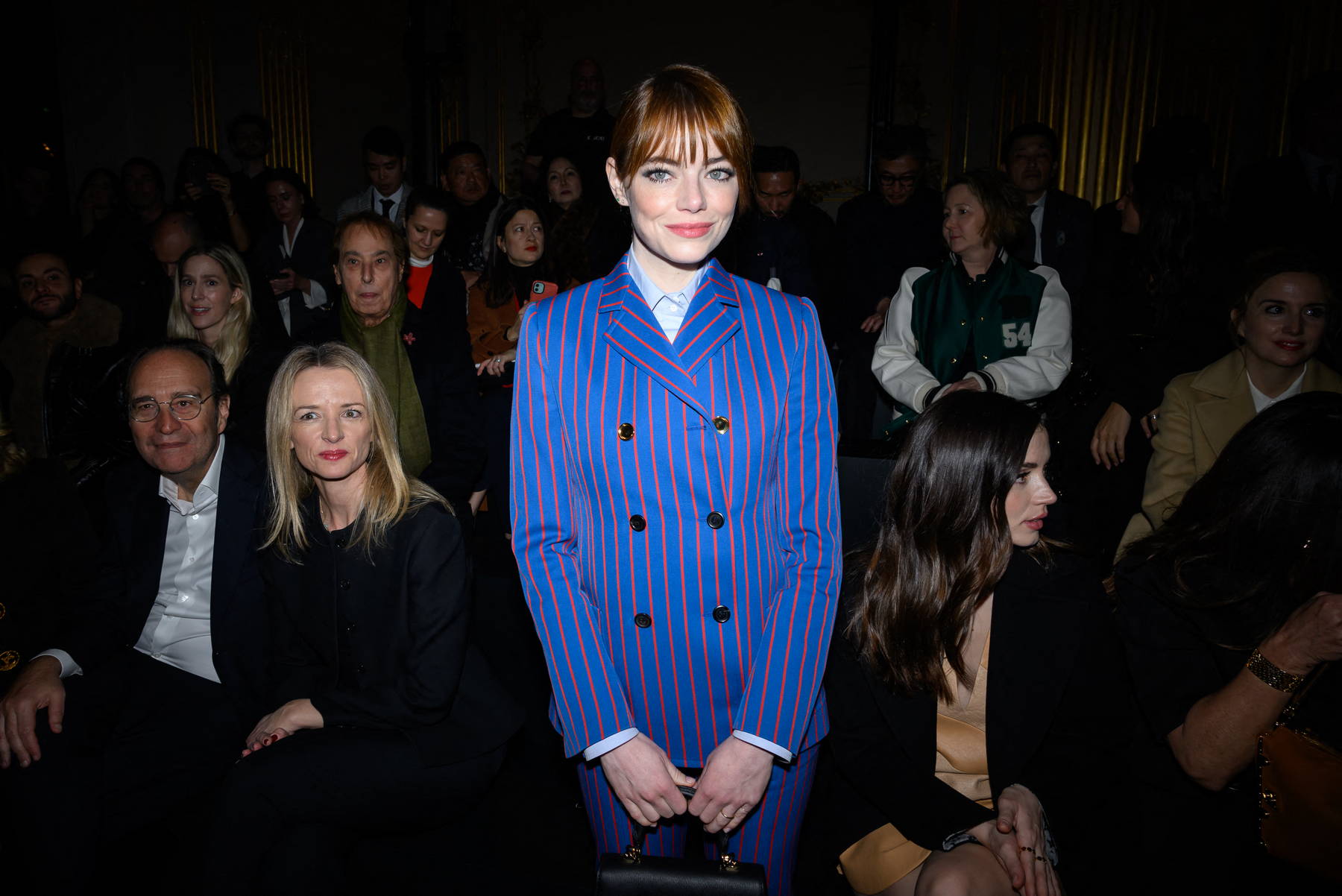 Emma Stone attends the Louis Vuitton Womenswear FW 2023-24 show during  Paris Fashion Week in Paris, France