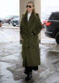 Gwyneth Paltrow wears an olive green overcoat as she arrives at the courthouse in Park City, Utah