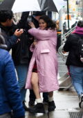 Selena Gomez In Miu Miu Puffer Coat @ set of Only Murders in the Building