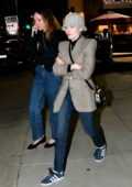 Julia Garner pranks a friend during a dinner outing with friends in Santa Monica, California