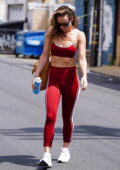 Olivia Wilde looks incredible in a red sports bra with matching leggings  while leaving the gym in Studio City, California-180423_15