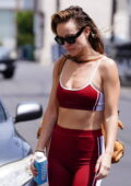 Olivia Wilde looks incredible in a red sports bra with matching leggings  while leaving the gym in Studio City, California-180423_16