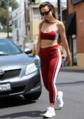 Olivia Wilde looks incredible in a red sports bra with matching leggings  while leaving the gym in Studio City, California-180423_16