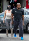 Bianca Censori flaunts her curves in skintight tank top and leggings while stopping for ice cream with Kanye West in Los Angeles