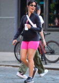 Camila Cabello dons pink spandex shorts as she hits the gym with