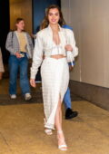 Hailee Steinfeld looks stylish in all white during a promo run for 'Spider-Man: Across the Spider-Verse' in New York City