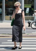 Julia Garner dons a polka dot dress while out in New York City