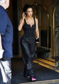 Kim Kardashian looks fab in a black bodysuit as she heads out for the  'Today' show before filming at the Tiffany's in New York City