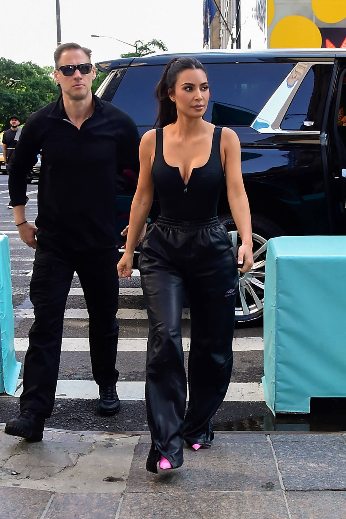 Kim Kardashian looks fab in a black bodysuit as she heads out for