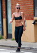 olivia wilde shows off her fit physique in a blue sports bra and leggings  while leaving the gym in studio city, california-100223_10