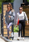 Alessandra Ambrosio looks stunning in an oversized grey sweater and  lavender leggings while leaving a gym in West Hollywood,  California-200623_17