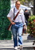 Jennifer Lopez keeps it stylish in Gucci while stepping out for lunch with her daughter in Beverly Hills, California