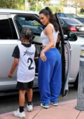 Kim Kardashian looks fabulous in a cream tank top and sweatpants as she  takes her son for his basketball game in Thousand Oaks, California-220923_8