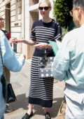 Elizabeth Debicki seen leaving her hotel during Haute Couture Fashion Week in Paris, France