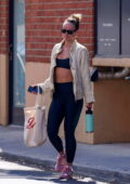 Olivia Wilde seen leaving the gym wearing a jacket with a black