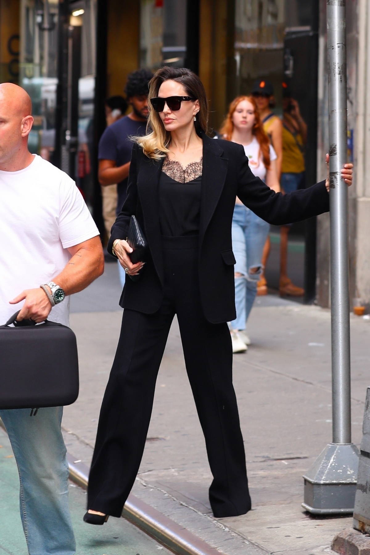 Angelina Jolie looks classy as ever in black pantsuit while stepping out  for a business meeting