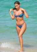 Chantel Jeffries stuns in a colorful patterned bikini as she hits the beach in Miami, Florida