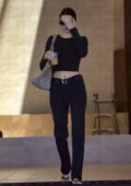 Kendall Jenner dons all-black and goes makeup free for a dermatologist appointment in Beverly Hills, California