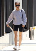 Ariel Winter spotted in a white tee, olive green leggings and Puma trainers  as she leaves