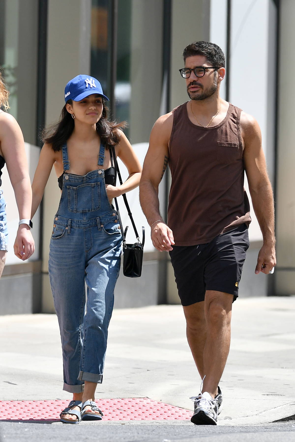 Rachel Zegler wears denim overalls with a black crop top while out for  lunch with D J Cotrona in New York City-140823_1