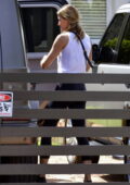 Gisele Bundchen seen wearing a tank top and leggings as she arrives back home after a gym session in Miami, Florida