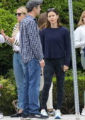 Jennifer Garner shares a few laughs as she bumps into some friends during her morning walk in Santa Monica, California