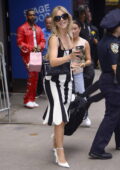 Julianne Hough dons a black and white striped dress at DWTS cast reveal on Good Morning America in New York City