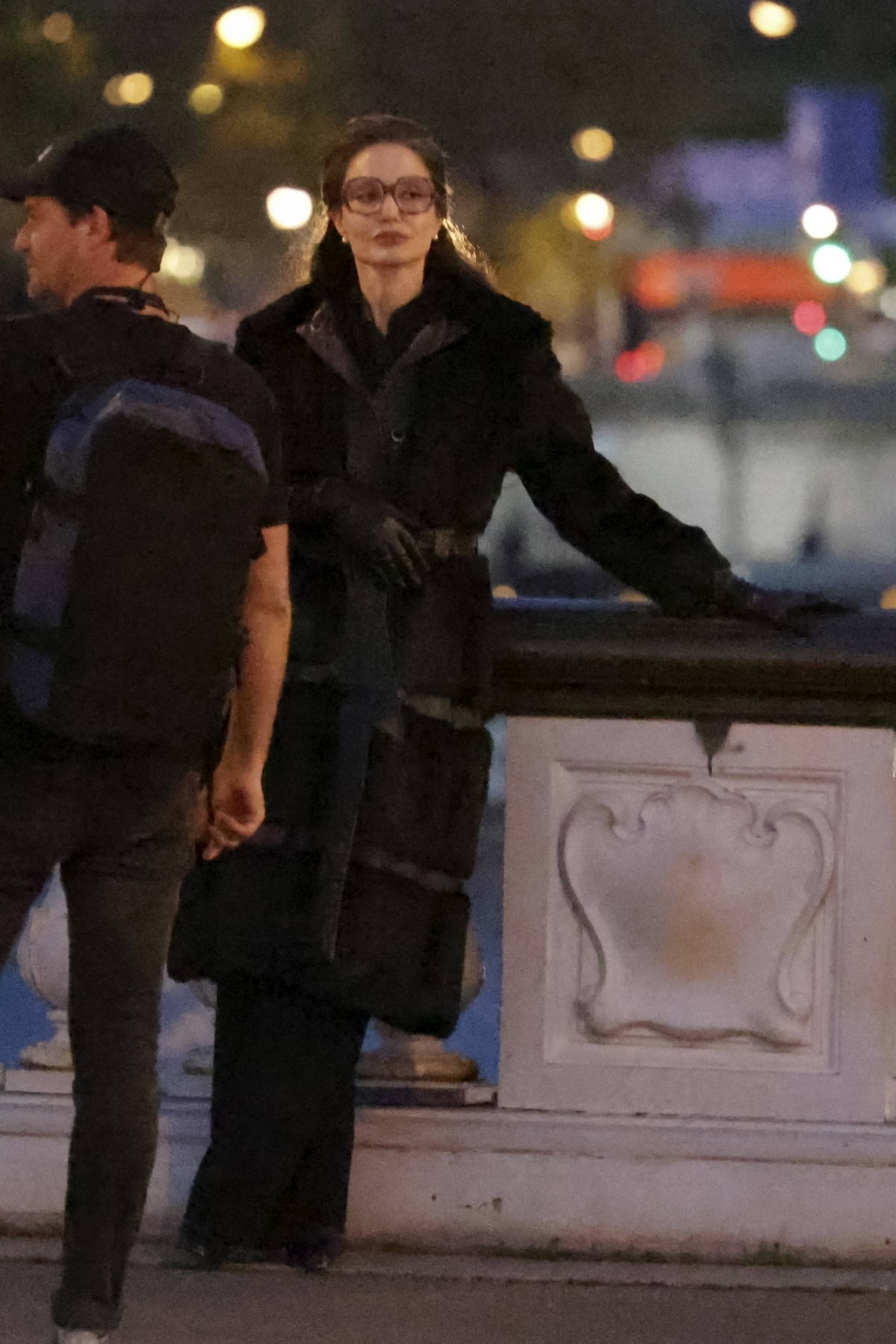 Angelina Jolie seen filming for her upcoming film 'Maria' on the Alexandre 3 bridge in Paris, France